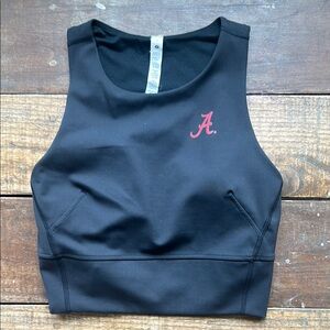 Black Athletic Crop Top with Red Logo
